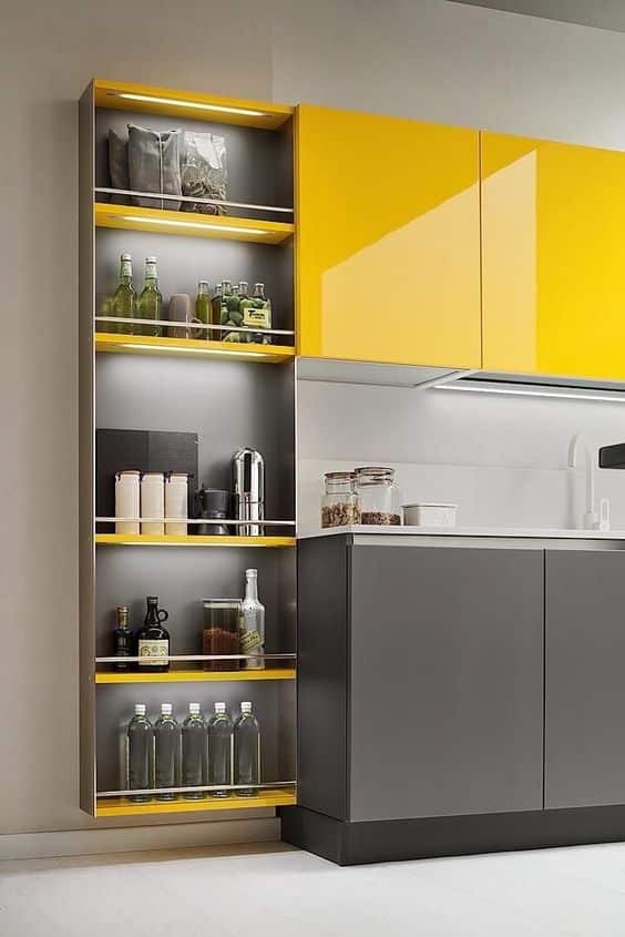 25 πανέμορφες ιδέες διακόσμησης γκρί και κίτρινης κουζίνας
