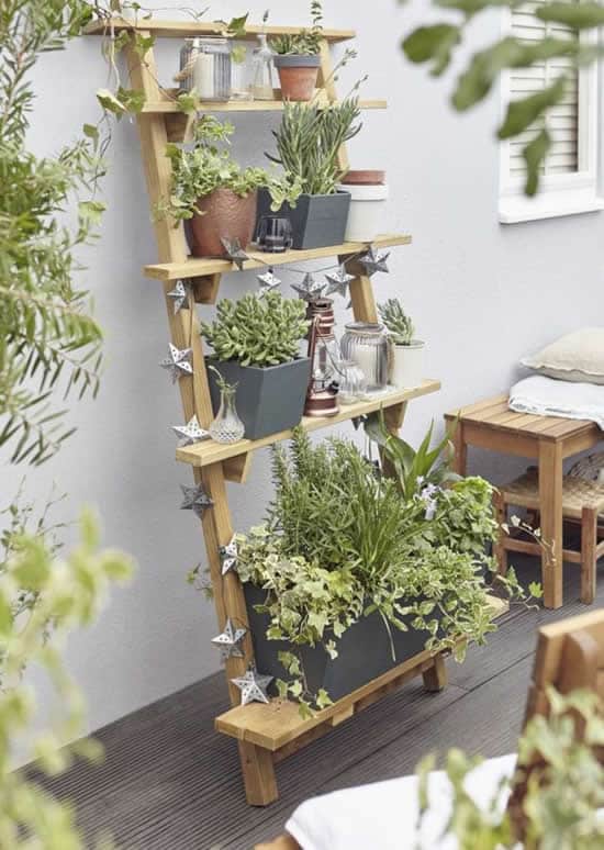 25 υπέροχες diy ρουστίκ ιδέες διακόσμησης κήπου με παλιές ξύλινες σκάλες